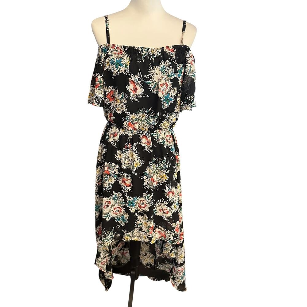 As You Wish Women's High Low Dress Large Black White Blue